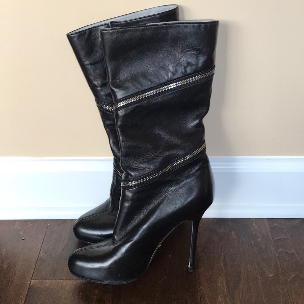 Sergio Rossi Black Boots Sz 37.5 - Picture 1 of 7